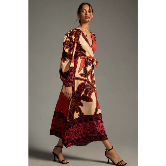 NWT Eugenia Fernández Long-Sleeve Midi Dress - Large Petite - Picture 1 of 8
